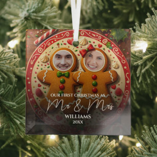 Onze Eerste Kerstmis Mijnheer & Mevrouw Plezierige Glas Ornament