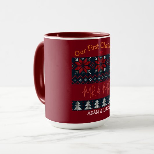 Onze eerste Kerstmis, Mr. en Mrs. /Couple newlywed Mok (Voorkant links)
