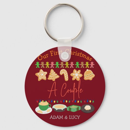 Onze eerste Kerstmis, Mr. en Mrs. /Couple newlywed Sleutelhanger (Voorkant)