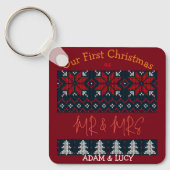 Onze eerste Kerstmis, Mr. en Mrs. /Couple newlywed Sleutelhanger (Voorkant)