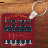Onze eerste Kerstmis, Mr. en Mrs. /Couple newlywed Sleutelhanger (Achterkant)