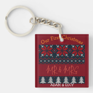 Onze eerste Kerstmis, Mr. en Mrs. /Couple newlywed Sleutelhanger