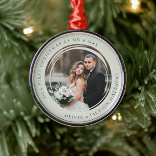 Onze eerste Kerstmis, Mr & Mrs Foto Metalen Ornament