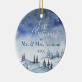 Onze eerste Kerstmis, Mr & Mrs. | Gehuwd Keramisch Ornament (Rechts)