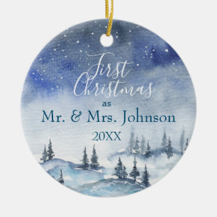 Onze eerste Kerstmis, Mr & Mrs. Gehuwd Keramisch Ornament
