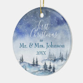 Onze eerste Kerstmis, Mr & Mrs. | Gehuwd Keramisch Ornament (Links)