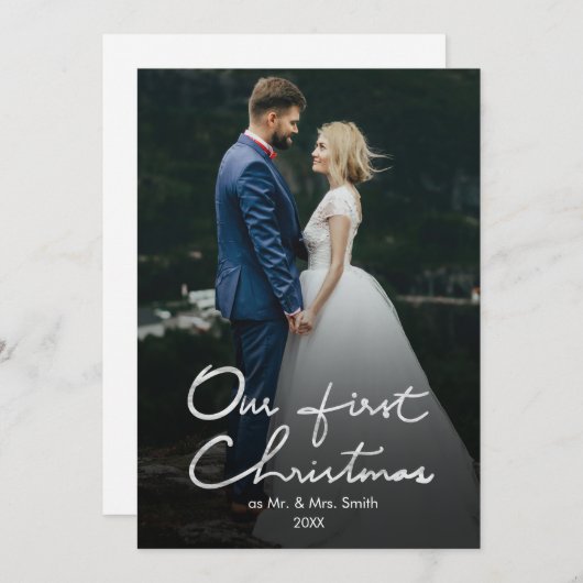 Onze eerste Kerstmis, Mr & Mrs Holiday 2 Fotokaart Feestdagenkaart (Voorkant / Achterkant)