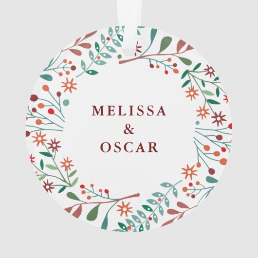 Onze Eerste Kerstmis Nieuw Thuis Feestelijke Bloem Ornament (achterkant)