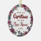 Onze Eerste Kerstmis Nieuwe Thuis Bloemrijke Kerst Keramisch Ornament (Rechts)