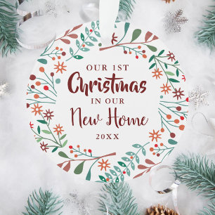 Onze Eerste Kerstmis Nieuwe Thuis Vakantie Bloemst Ornament