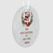 Onze eerste Kerstmis, Poinsettia, grote snowflakes Ornament (voorkant)