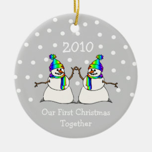 Onze Eerste Kerstmis samen 2010 (Sneeuwmannen Keramisch Ornament