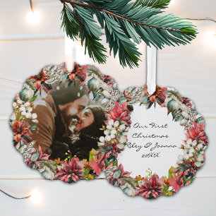 Onze Eerste Kerstmis Samen Foto en Datum Ornament Kaart