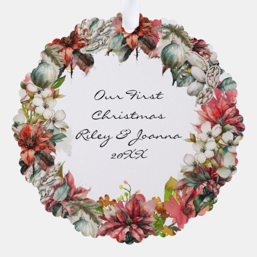 Onze Eerste Kerstmis Samen Foto en Datum Ornament Kaart (Achterkant)