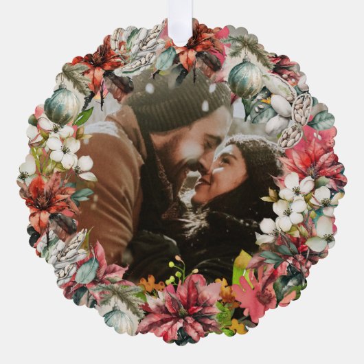 Onze Eerste Kerstmis Samen Foto en Datum Ornament Kaart (Voorkant)