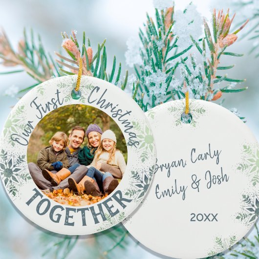 Onze eerste Kerstmis samen Foto Snowflake Keramisch Ornament