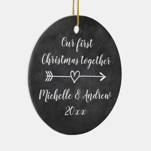 Onze eerste Kerstmis samen met aangepaste boomvers Keramisch Ornament (Rechts)