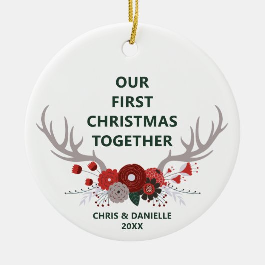 Onze eerste Kerstmis samen met gepersonaliseerde s Keramisch Ornament (Voorkant)