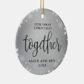 Onze eerste Kerstmis samen Silver Photo Keepomwill Keramisch Ornament (Rechts)