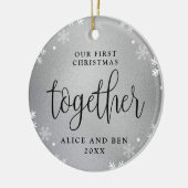 Onze eerste Kerstmis samen Silver Photo Keepomwill Keramisch Ornament (Links)