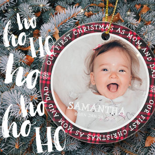 Onze eerste Kerstmis toen mama en papa twee foto's Keramisch Ornament