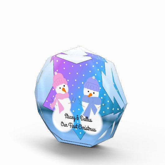 Onze eerste Kerstmis twee Snowmen Fotoblokken (Rechts)