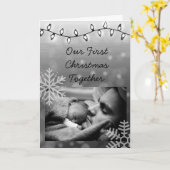 Onze Eerste Kerstmis, Vader en Kind Gepersonalisee Kaart (Gele Bloem)