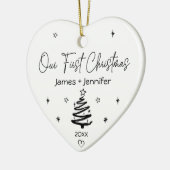Onze eerste Kerstmis voor een paar aangepaste naam Keramisch Ornament (Links)