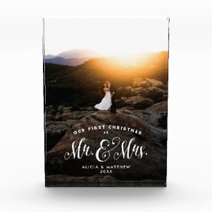 Onze eerste Kerstmis was net Mrs. en Mrs. Fotoblokken