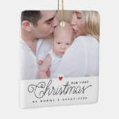 Onze eerste kerstmoeder en vader 2 foto's keramisch ornament (Rechts)