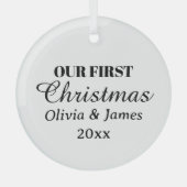 Onze Eerste Kerstnamen Jaar Keepsake Glas Ornament (Voorkant)