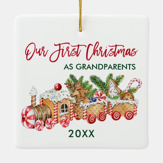 Onze eerste kerstontbijtontbijt grootouders keramisch ornament (Achterkant)