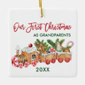 Onze eerste kerstontbijtontbijt grootouders keramisch ornament (Voorkant)