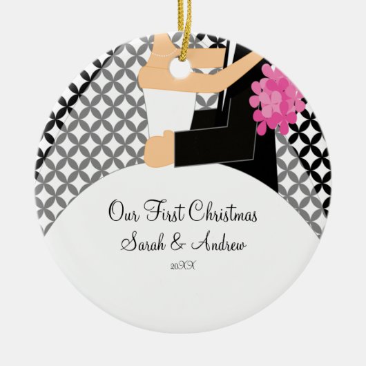 Onze eerste kerstornament Bride & Groom Keramisch Ornament (Voorkant)