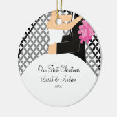 Onze eerste kerstornament Bride & Groom Keramisch Ornament (Links)