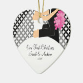 Onze eerste kerstornament Bride & Groom Keramisch Ornament (Links)