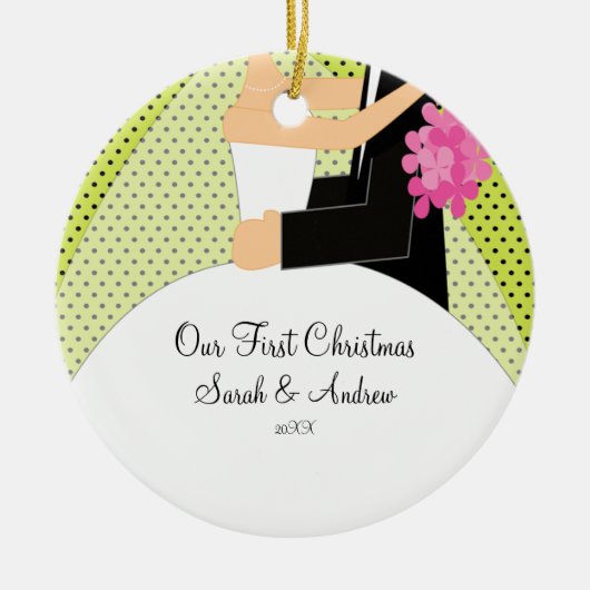 Onze eerste kerstornament Bride & Groom Keramisch Ornament (Voorkant)