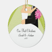 Onze eerste kerstornament Bride & Groom Keramisch Ornament (Links)