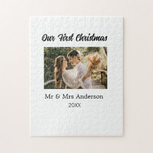 Onze eerste kerstpaar foto naam Mr & Mrs mod Legpuzzel