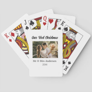 Onze eerste kerstpaar foto naam Mr & Mrs mod Pokerkaarten