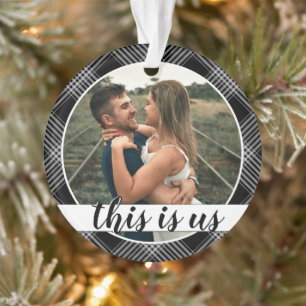 Onze eerste kerstpaar's foto Black Pset Orn Ornament