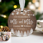 Onze eerste kerstPas getrouwd Rustige houtpine-boo Ornament