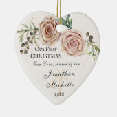 Onze eerste kerstroze bijbel keramisch ornament (Rechts)