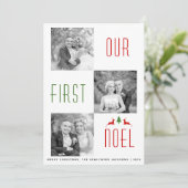 Onze eerste kerststripkaart met onze eerste noel kaart (Staand voorkant)