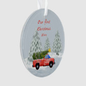 Onze eerste  kersttruck ornament (voorkant)