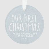 Onze eerste kersttweeling baby's gepersonaliseerde ornament (voorkant)
