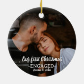 Onze eerste kerstverloofde grillige scriptfoto keramisch ornament (Achterkant)