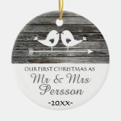 Onze eerste kerstversiering - liefdesvogels - bijt keramisch ornament (Voorkant)