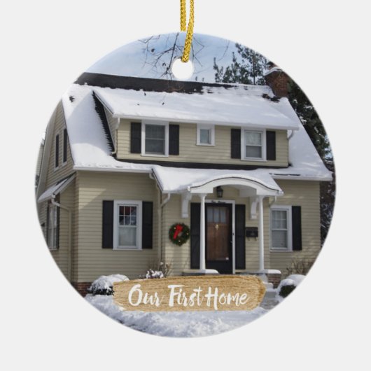 Onze eerste kerstversiering thuis keramisch ornament (Voorkant)