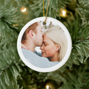 Onze eerste kerstvizier, eenvoudige, moderne Kerst Keramisch Ornament